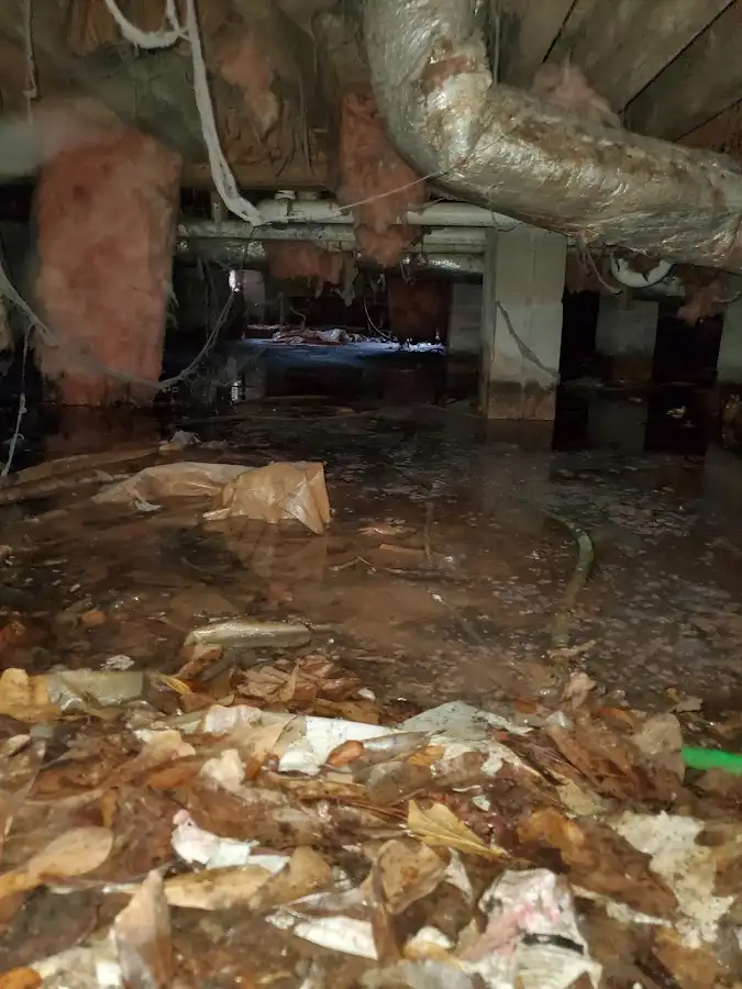 Crawl space flood assessment for Commercial Water Damage Restoration in Upper
