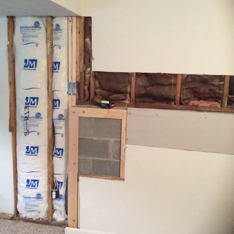 Wall insulation replacement during Basement Flood Cleanup in Upper